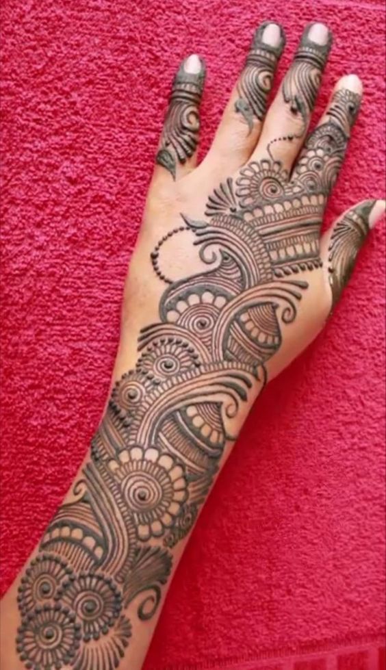 easy arabic mehndi design back hand 5